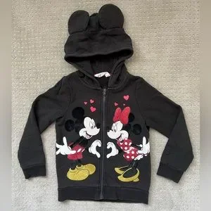 H&M Shirts Tops Girls Mickey And Minnie Mouse Fullzip Hoodie